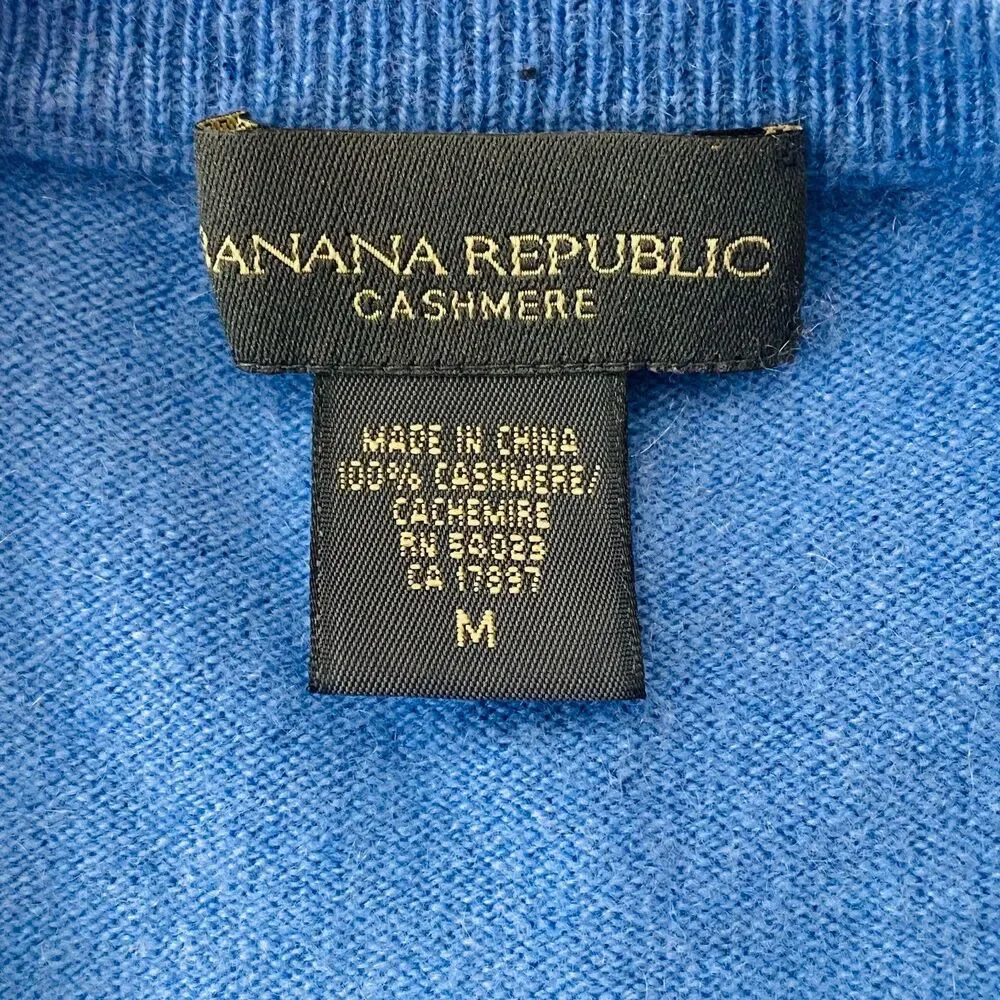 Banana Republic Cashmere V Neck Pullover Mens Long Sleeve Knit Sweater Sz M